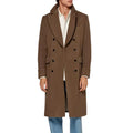 Dark Brown Double Breasted Wool Trench Coat for Men