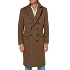 Dark Brown Double Breasted Wool Trench Coat for Men