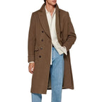 Dark Brown Double Breasted Wool Trench Coat for Men