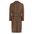 Dark Brown Double Breasted Wool Trench Coat for Men
