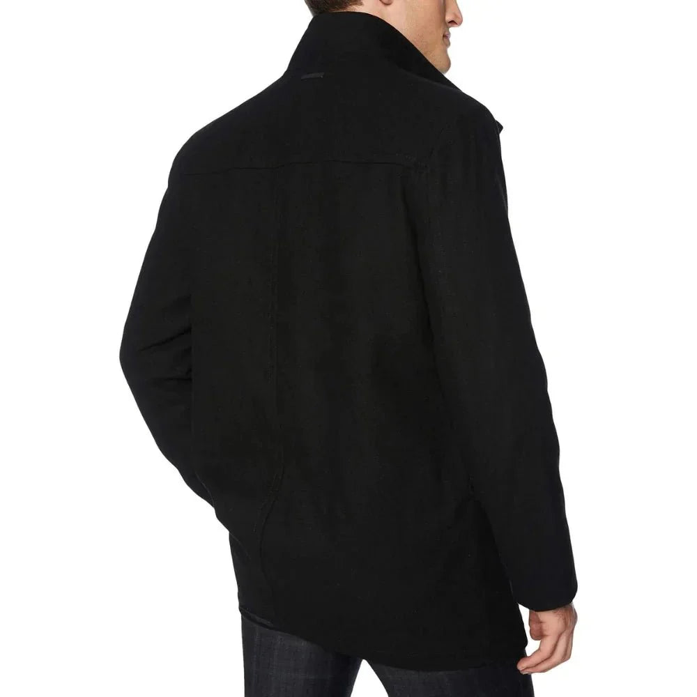 Kingwell Apparel Men's Black Wool Car Coat