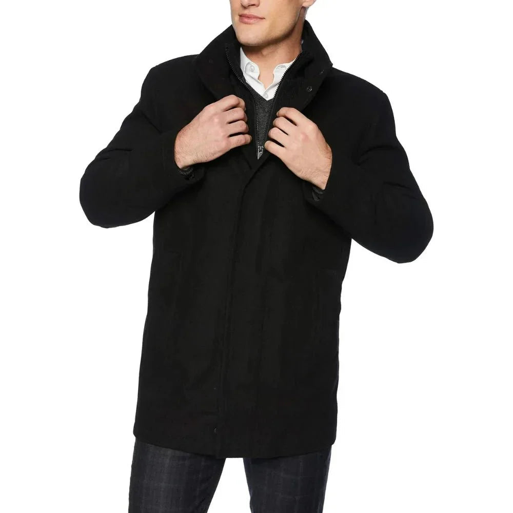 Kingwell Apparel Men's Black Wool Car Coat