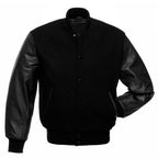 Kingwell Apparel Men's Black Wool and Leather Varsity Jacket