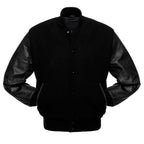 Kingwell Apparel Men's Black Wool and Leather Varsity Jacket