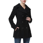 Kingwell Apparel Women’s Classic Black Double Breasted Wool Coat