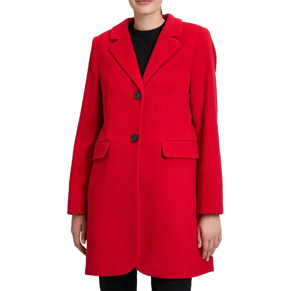 Kingwell Apparel Women's Single Breasted Red Wool Coat