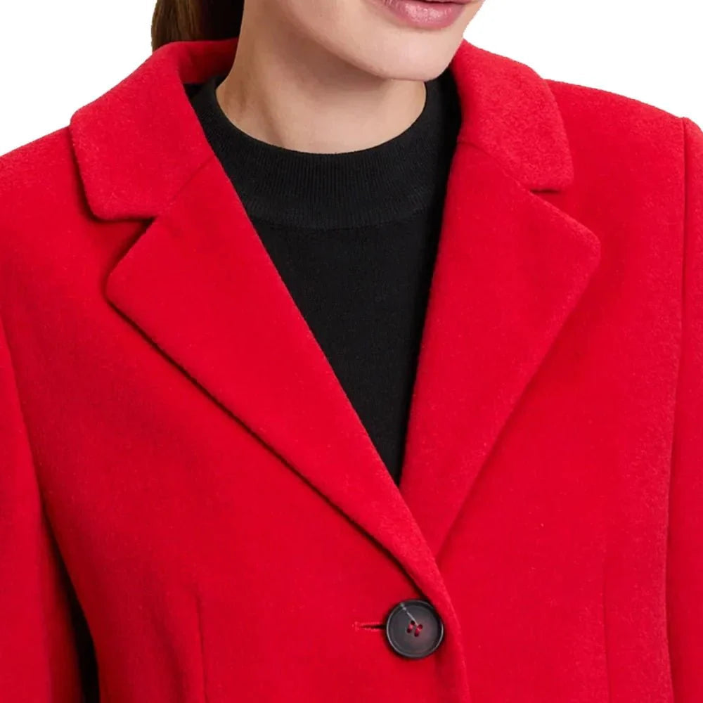 Kingwell Apparel Women's Single Breasted Red Wool Coat