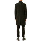 Mens Black Double Breasted Wool Trench Coat