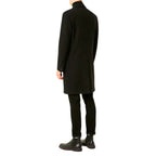 Mens Black Double Breasted Wool Trench Coat