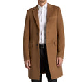 Mens Camel Brown Single Breasted Wool Coat