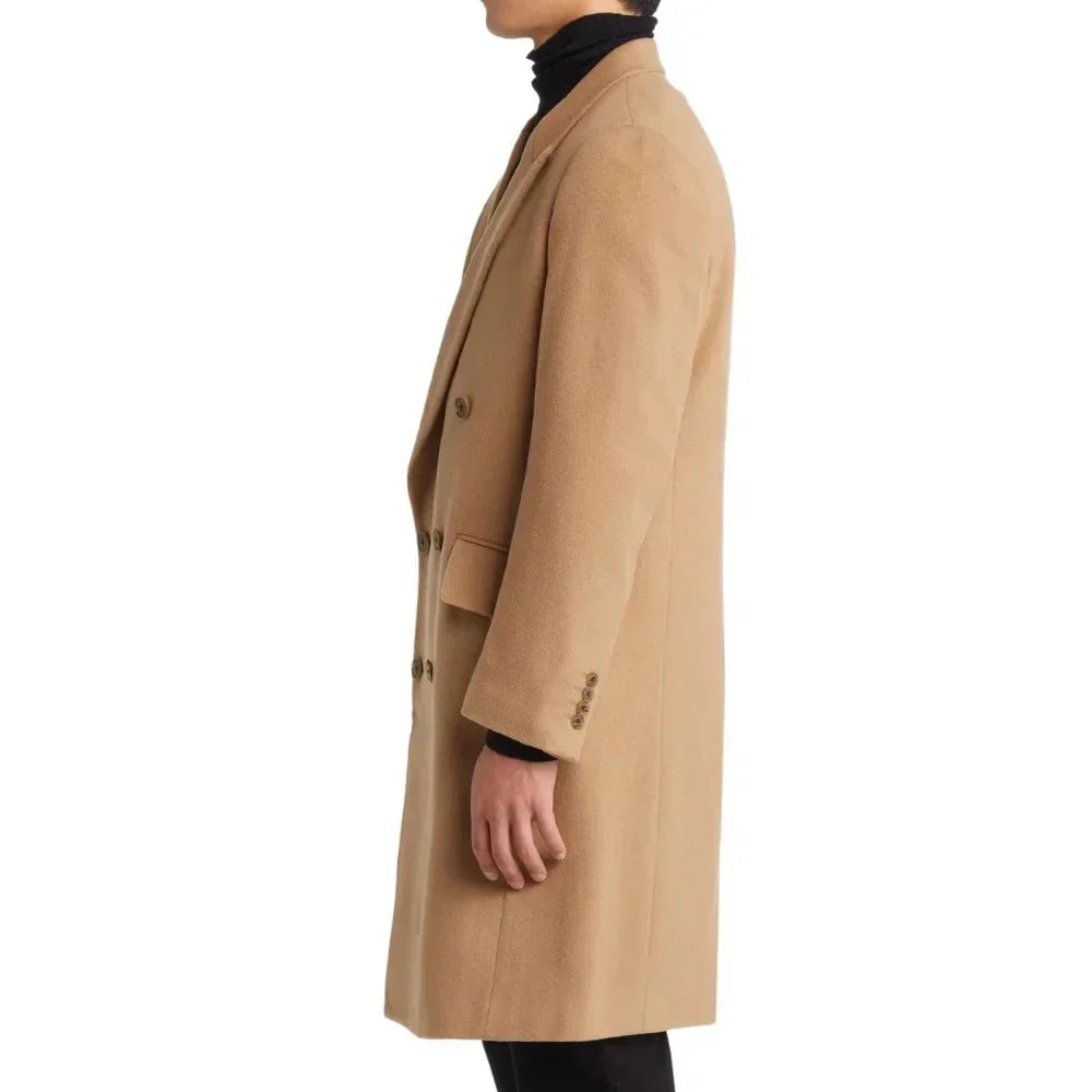 Mens Classic Beige Wool Trench Coat