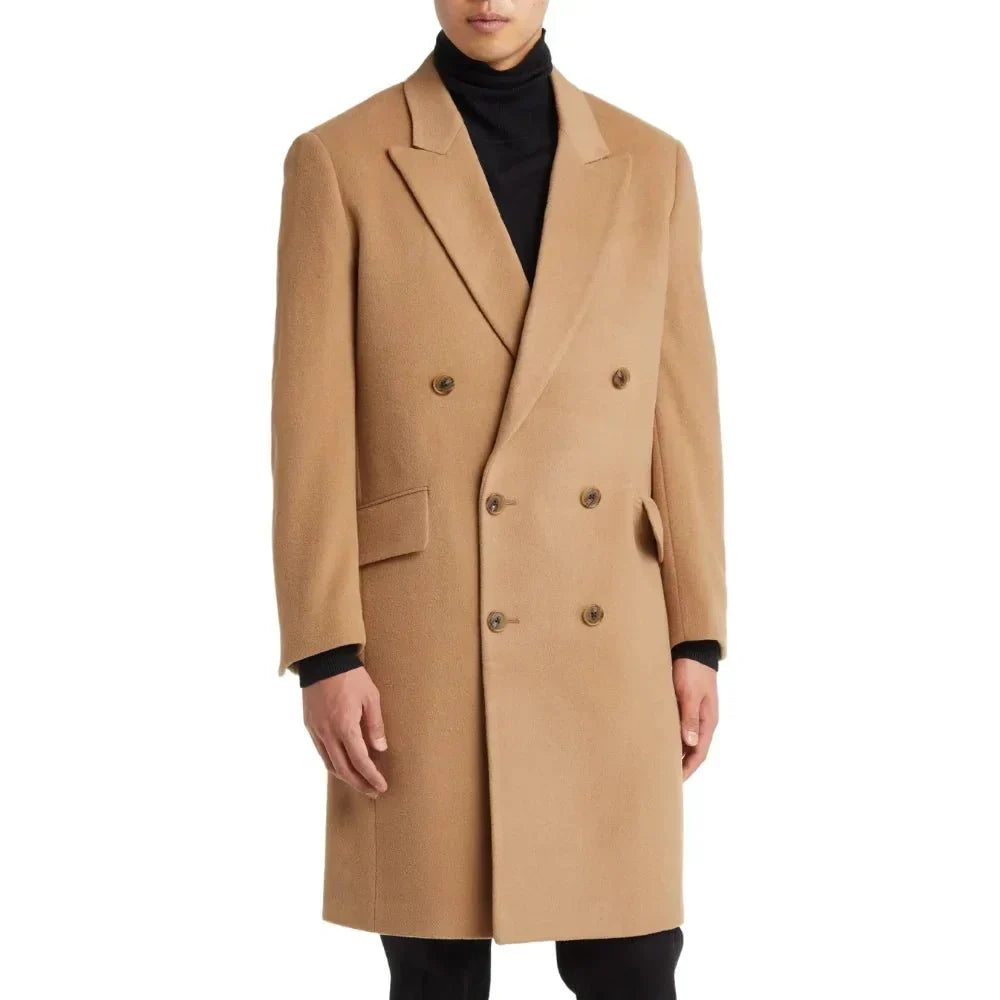 Mens Classic Beige Wool Trench Coat