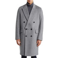 Mens Grey Double Breasted Wool Trench Coat