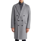 Mens Grey Double Breasted Wool Trench Coat