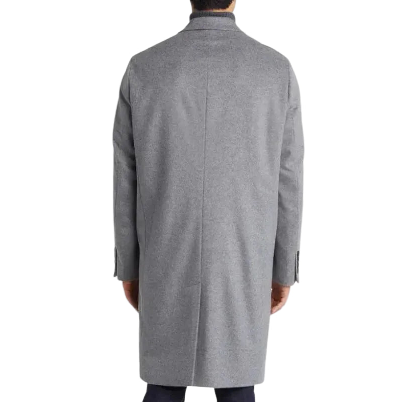 Mens Grey Double Breasted Wool Trench Coat