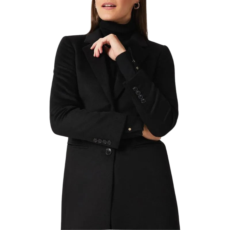 Women's Black Long Wool Trench Coat