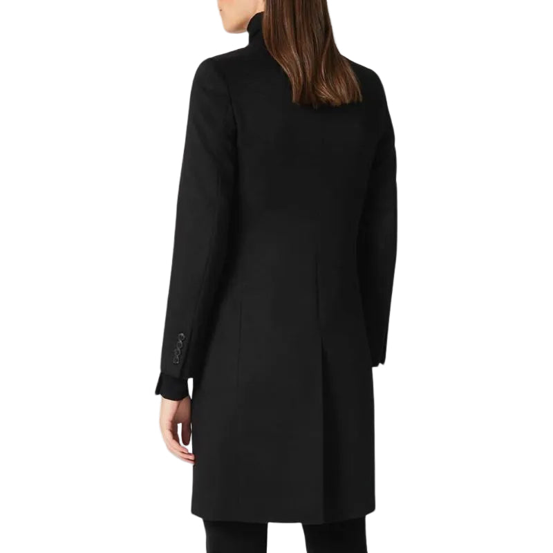 Women's Black Long Wool Trench Coat