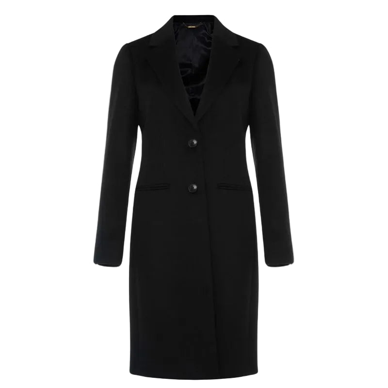 Women's Black Long Wool Trench Coat